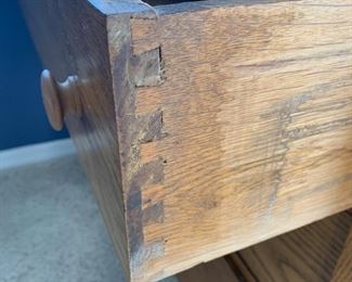 Antique oak dresser w/mirror measures 37" x 18" x 34" Overall height is 63"