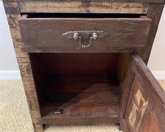Distressed cabinet w/drawer measures 23" x 16" x 31"