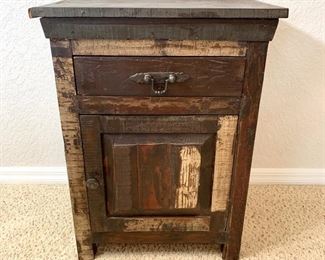 Distressed cabinet w/drawer measures 23" x 16" x 31"