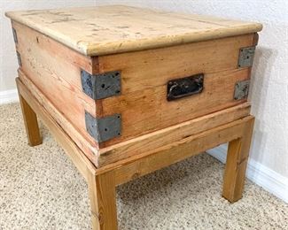 Antique pine chest/trunk on stand measures 29" x 18" x 22" (NO KEY)