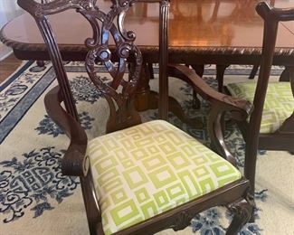 Set of 8 vintage dining chairs (2 arm chairs, 6 without arms) Chairs measure approximately 20" x18" x 40"