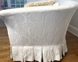 White damask sofa/loveseat  measures 75" long and 37" deep