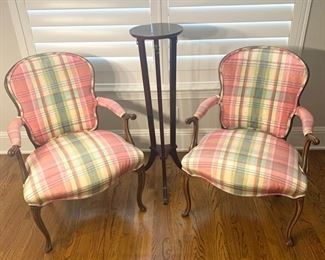 Pair of vintage plaid chairs. Each chair measures 25" x 19" x 35"