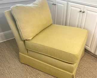 Citron slipper chair measures 27" x 36" x 29"