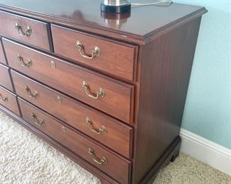 Hickory White Dresser measures 68" x 20" x 34.5"