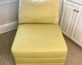 Citron slipper chair measures 27" x 36" x 29"