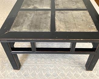 Asian influenced inlaid slate tile top coffee table measures 35.5" x 50.5" x 19.5" (VERY HEAVY)