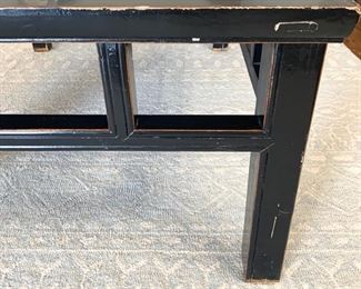 Asian influenced inlaid slate tile top coffee table measures 35.5" x 50.5" x 19.5" (VERY HEAVY)