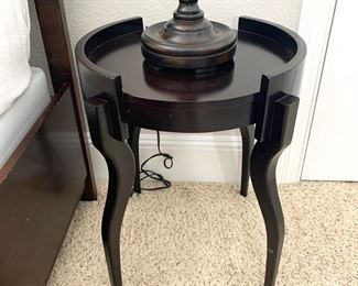 Contemporary round side table measures 18" in diameter and 22.5" high