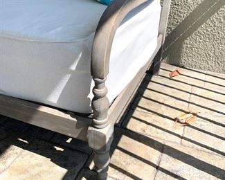 Indonesian rubberwood daybed with mattress for outdoor use measures 77" x 43" x 36"