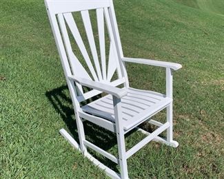 PAIR OF WHITE ROCKERS AVAILABLE                     White outdoor rocker measures 24.5" x 32" x 44"