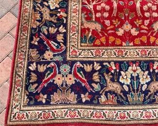 Vintage rug measures 82" x 109"