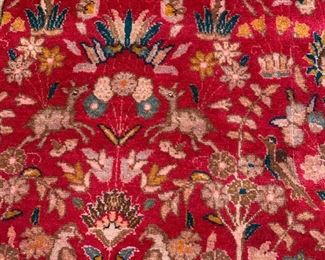 Vintage rug measures 82" x 109"