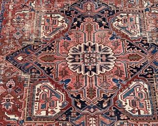 Vintage rug measures 106" x 144"