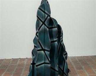 PAINTED CERAMIC SLAB SCULPTURE | amorphous design with geometric paint; h. 22 in.; no apparent signature 