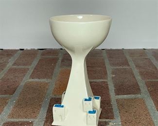 GLAZED GERAMIC CHALICE | signed inside, h. 7 in 