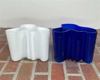 ALVAR AALTO GLASS BOWL | cobalt blue glass in an amorphour form bowl, no. 631/1989; h. 6-1/2 x 8 x 7 in. 