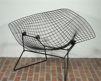 BERTOIA / KNOLL DIAMOND CHAIR | black mesh seat, no cushions; h. 28 x 45 x 34 in. 