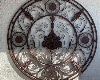 PAINTED IRON WALL PLAQUE | vine and leaf pattern; dia. 60 in. 