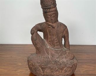 COMPOSITION SEATED FIGURE | with legs crossed, seated in a lotus blossom; h.14 in. 