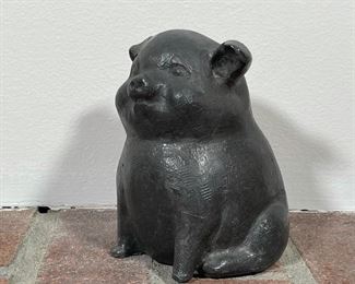 LEAD PIG | charming formed pig with hand chased details, h. 5 in. 