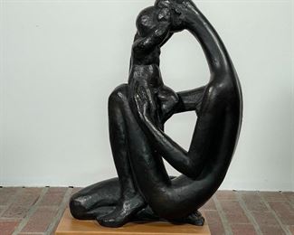 AUSTIN PRODUCTIONS SCULPTURE | Mother & Child, 20th century, Austin Productions, 1967, bronzed finish; h. 21 x 15 x 8 in. 