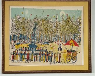 SUSAN PEAR MEISEL (American, b. 1947) | lithograph print of a New York park scene; 69/250; 27 x 32-1/2 in., pencil signed and numbered 