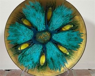 PAINTED ENAMELED ART BOWL | no apparent signature; dia. 11 in. 