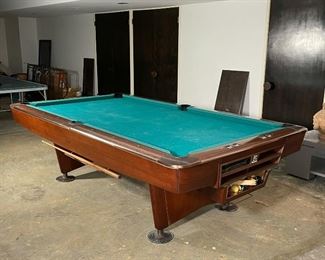 BRUNSWICK POOL TABLE | 8ft surface with ball return; h. 31 x 106 x 59 in. 
