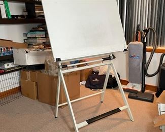 NEOLT ITALIAN FOLDAWAY DRAFTSMAN'S TABLE | white laminated top, great condition and design!; h. 34 x 29 x 41 in. 