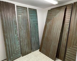 ARCHITECTURAL ELEMENT DOORS & PANELS | Sculpturite by Pinecrest: including overized doors (85-1/2 x 38in and 85-1/2 x 35-1/2 approx), plus a partial door and three panels (very heavy!) 