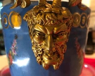 French Gilt Bronze Ormolu Mounted Porcelain Urn (pair)  19th Century  $495