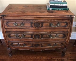 Antique Provincial Louis XV Style Handcrafted Three-Drawer Commode.  Purchased at Old Plank Road Antiques   $595
