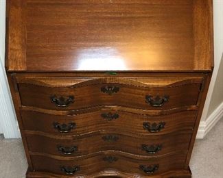 Chippendale Style Serpentine Front Secretary  $100
