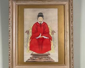 CHINESE ANCESTRAL PORTRAIT | man in a red robe; 25 x 21 in.
