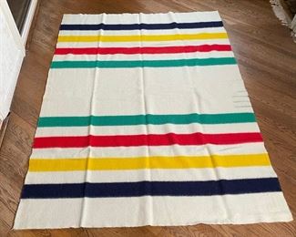 PAIR HUDSON'S BAY POINT BLANKETS | both original, Hudson's Bay Company blankets made in England; 83 x 61 in.