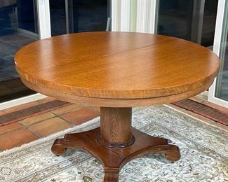 OAK EXTENSION PEDESTAL TABLE | h. 30 x dia. 50 in.