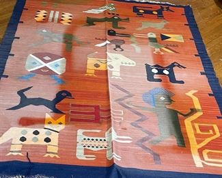 FLAT WOVEN YARN RUG | 7ft-7in x 5ft-7in, sun fading