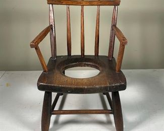 ANTIQUE CHILDS COMMODE CHAIR | don't fall in! h. 16 x 12 x 10 in.