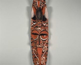 ETHNOGRAPHIC CARVED POLYCHROME MASK | h. 29 x 8 in.