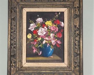 ATTRIB. DESMOND STILL LIFE | colorful flowers in a blue vase, oil on canvas, no apparent signature; 20 x 17 in.