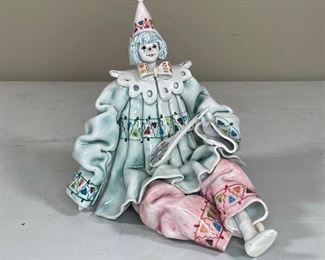 PAINTED CERAMIC CLOWN | "made in Italy for Gump's", h. 8 x 9 in.