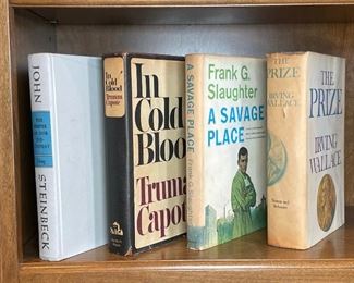(4vols) CONTEMPORARY BOOKS | including "In Cold Blood" by Truman Capote, "The Winter of Our Discontent" John Steinbeck, "A Savage Place" Frank G. Slaughter, and "The Prize" Irving Wallace
