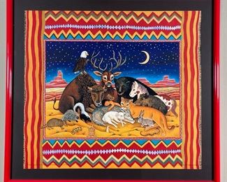 DIANA BRYER SIGNED POSTER | signed poster "When The Coyote Lies Down With The Lamb"; 22 x 25 in., framed