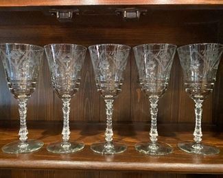 Set of (5) Rock Sharpe Halifax Crystal Wine Stems 
