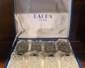 Vintage Eales Cut Glass & Silver Plate Shakers 
