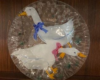 Cali Glassware Handcrafted Ducks Plate 