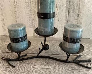 Home Decor 3 Pillar Branch Holder with Candles 
