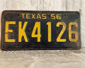 Vintage '56 Texas License Plate 