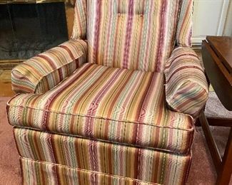 Nice Vintage Slipper Chair with Striped Upholstery 
